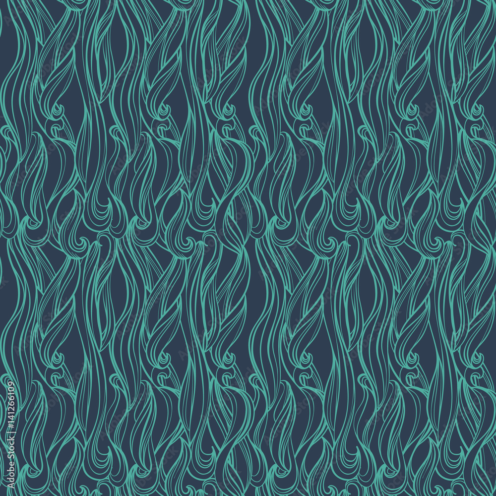 Decorative seamless water waves. Decorative seamless water waves.