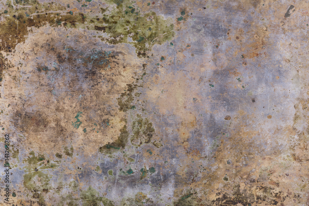 Old, yellowish,
Dirty, weathered metal surface Old, yellowish,
Dirty, weathered metal surface