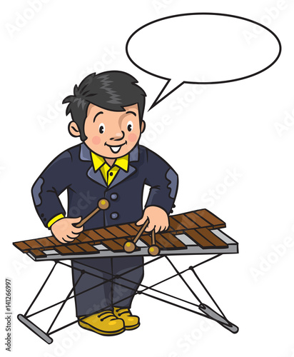 Funny musician or xylophone player