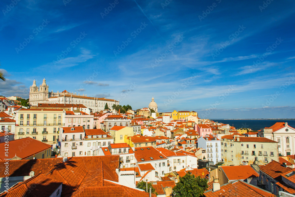 Lisbon, Portugal old town skyline at the Alfama.