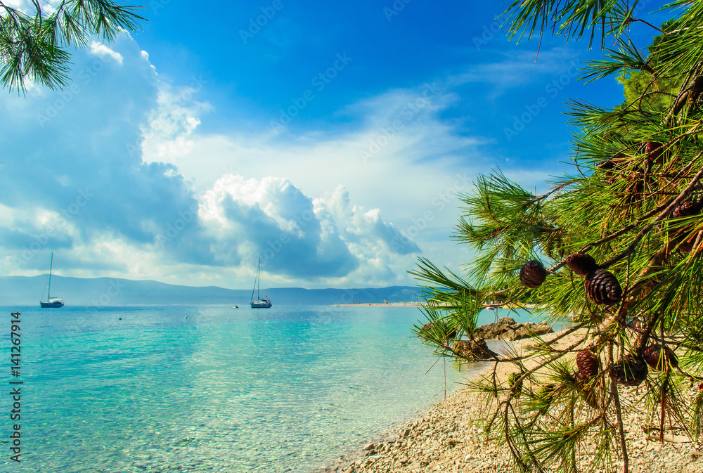 Fototapeta premium Beautiful sea view on island Brac in Croatia