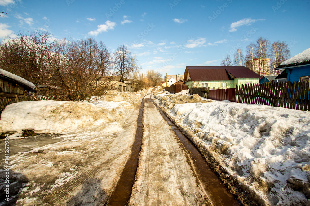 Fototapeta premium The beginning of spring in the village