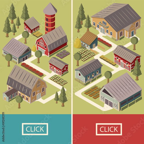 Farm Isometric Banners