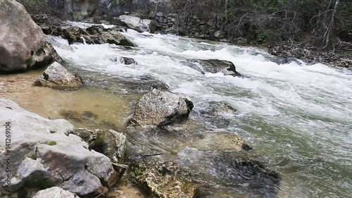 strong current in Aterno river to San Venanzi gorges, Abruzzo photo