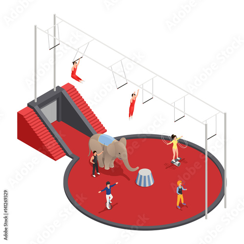 Circus Manege Isometric Composition