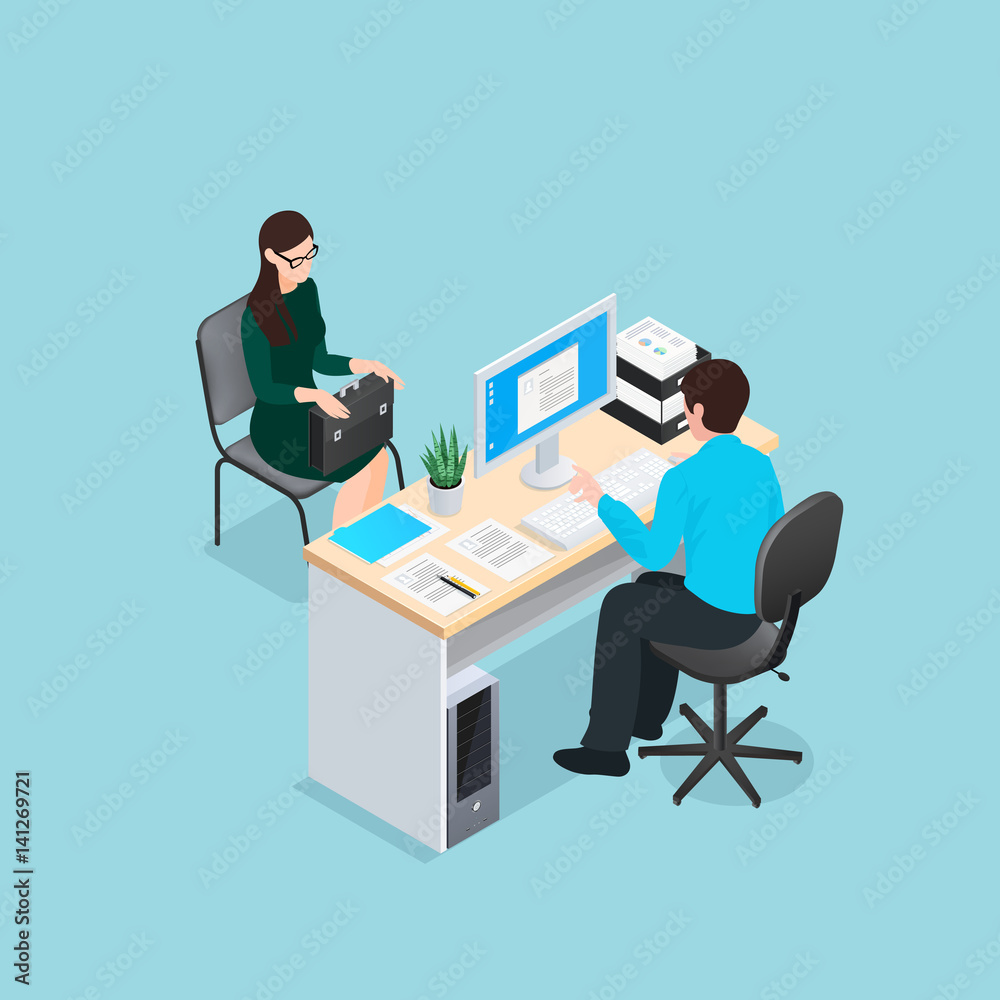 Job Interview Isometric Illustration Job Interview Isometric Illustration