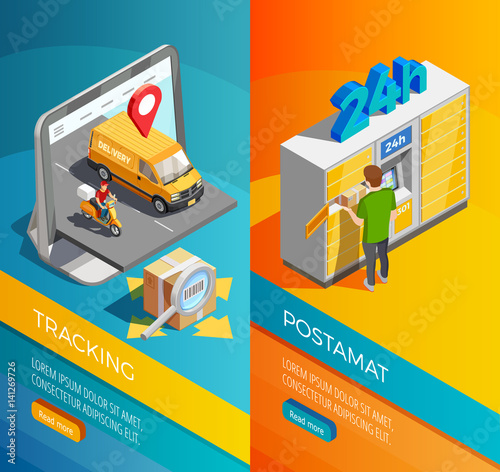 Delivery Isometric Vertical Banners 
