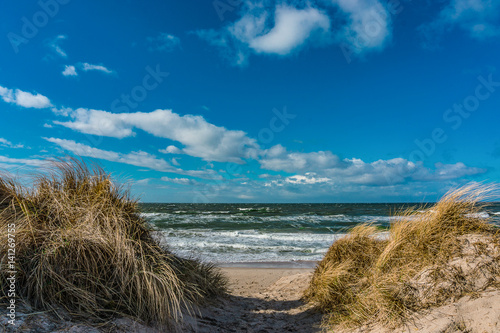 weg zum strand mit brandungswellen