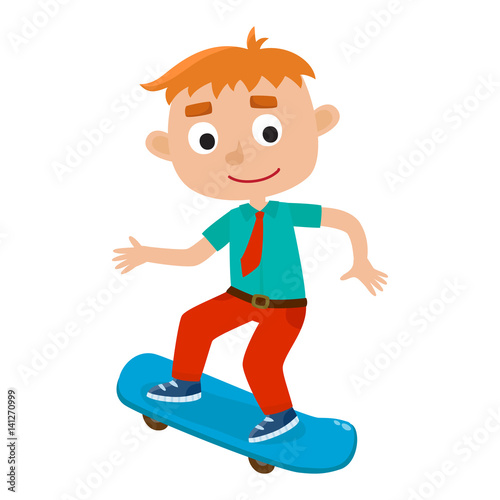 Vector illustration of boy on skateboard in isolated on white