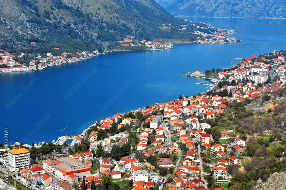 Aerial view of the bay of Kotor
