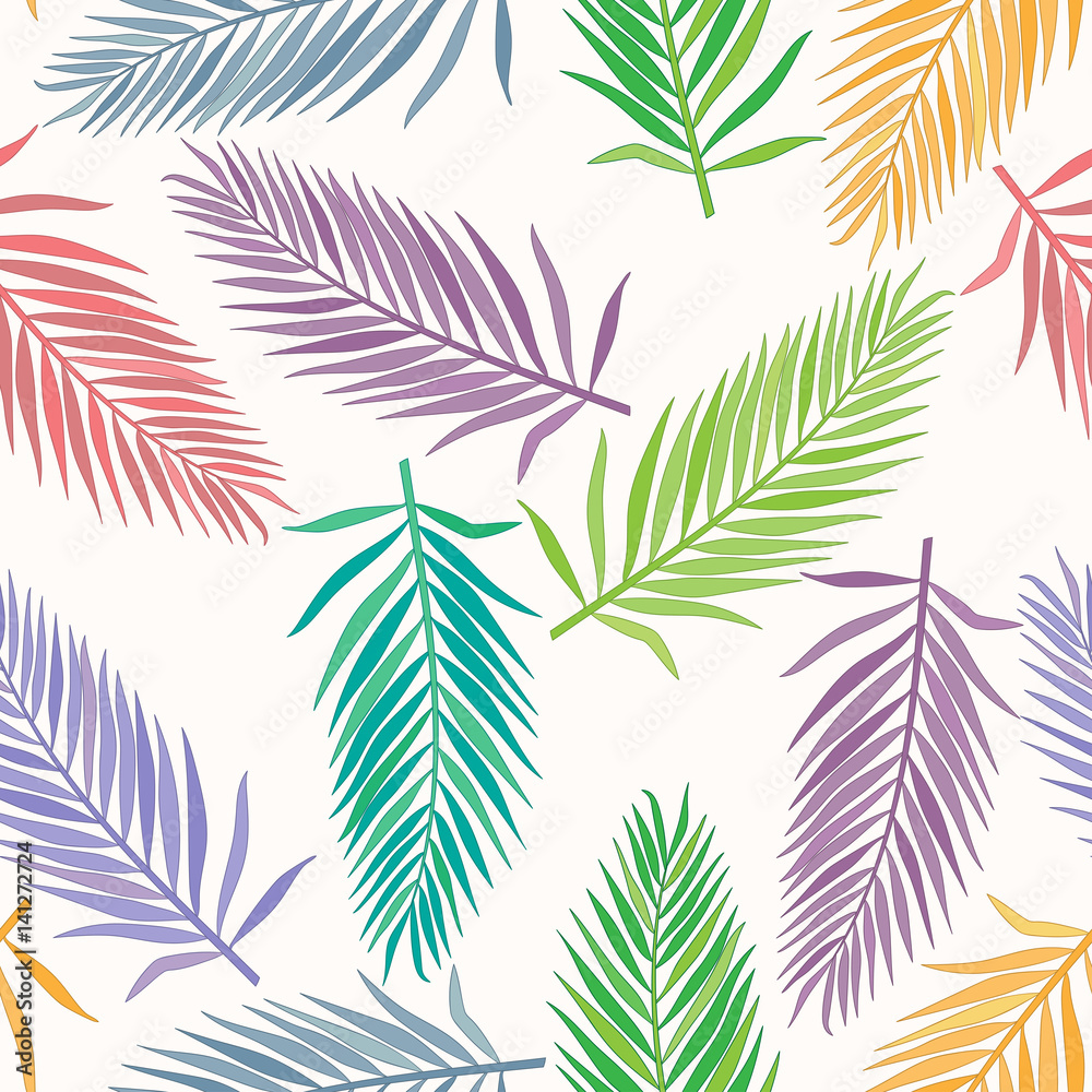 Tropical background with palm leaves. Seamless floral pattern Tropical background with palm leaves. Seamless floral pattern