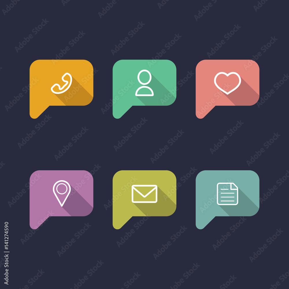 Vector information and notification icons in flat style. Vector information and notification icons in flat style.