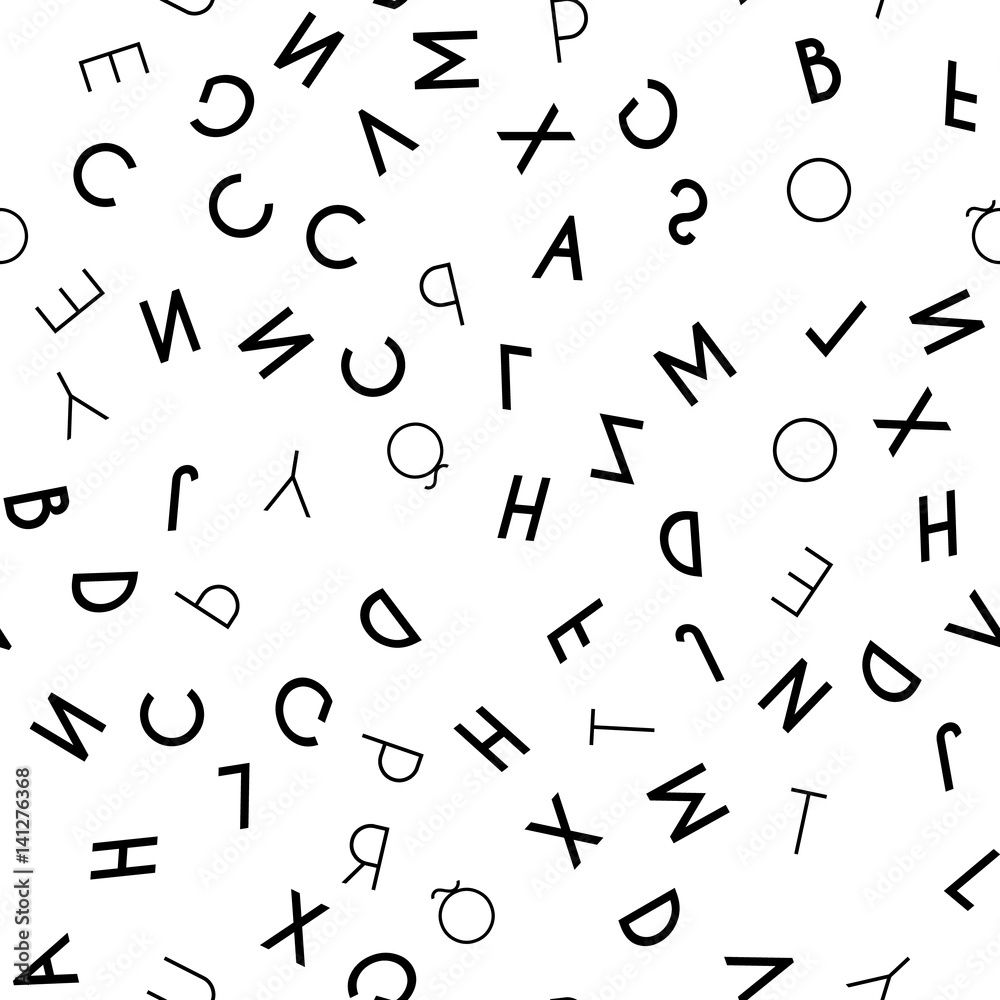 Black letter seamless pattern on white background Black letter seamless pattern on white background