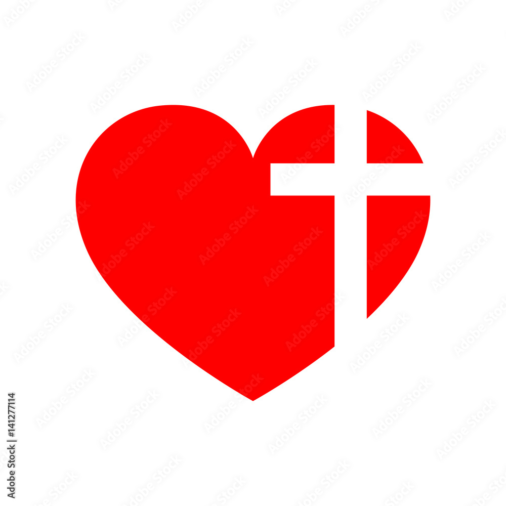 Heart with Christian cross. Vector illustration. Heart with Christian cross. Vector illustration.
