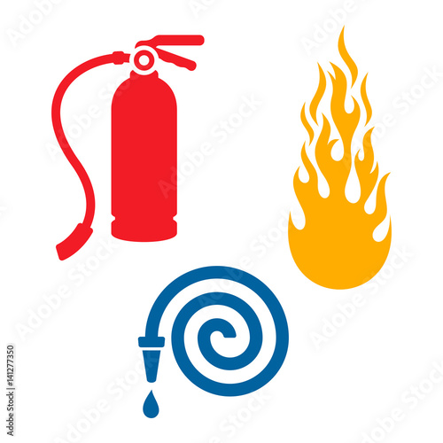 Fireman icons isolated on white