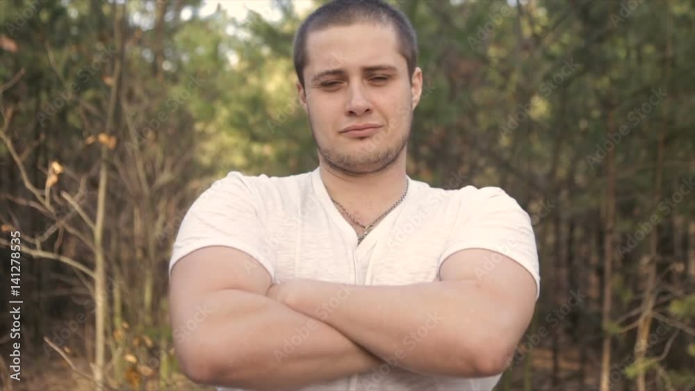 A man with a broad chest, close-up A man with a broad chest, close-up