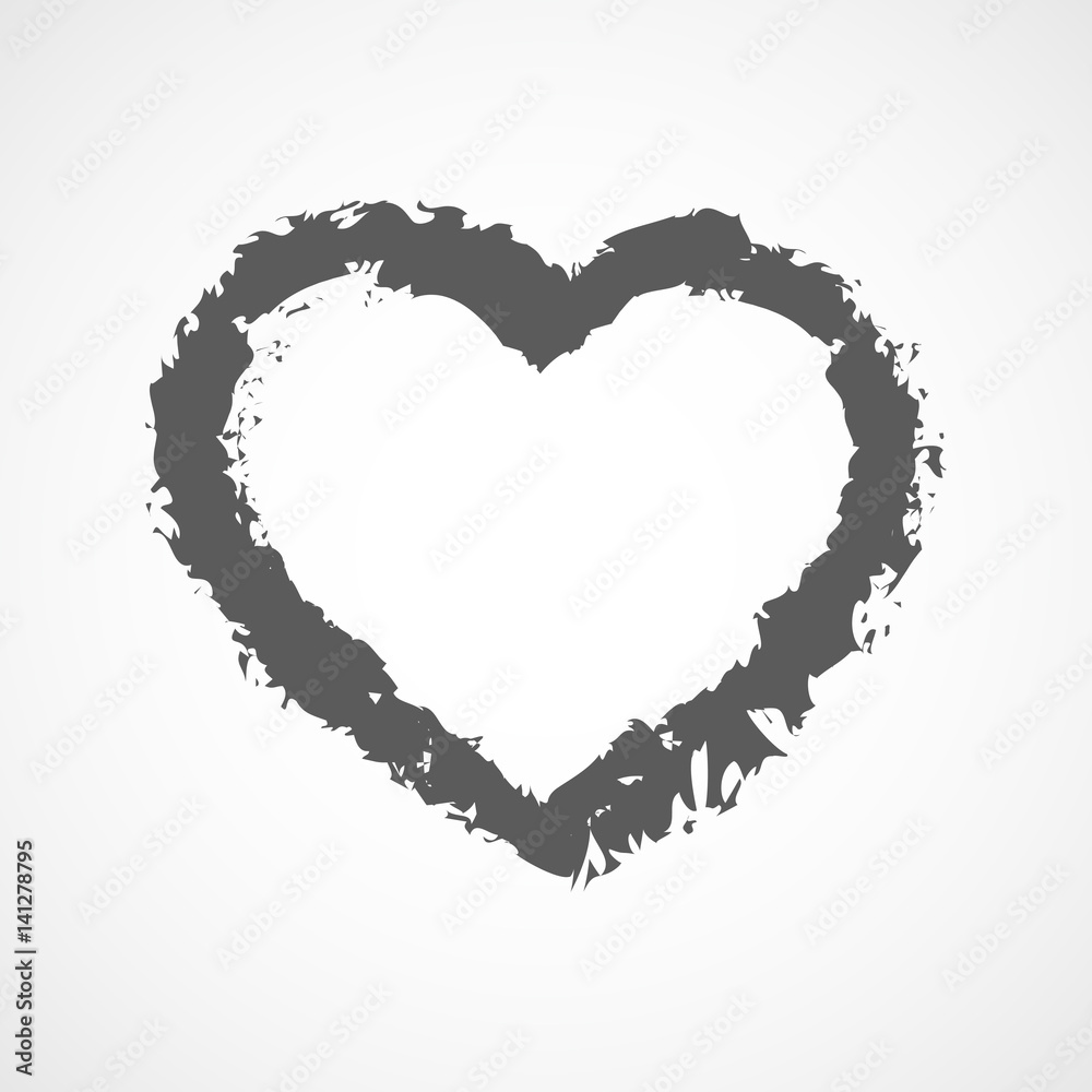 Gray heart icon. Vector illustration.