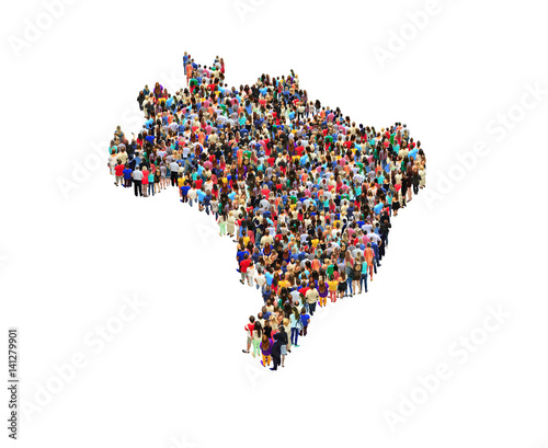 Quadro su tela map of Brazil with people isolated