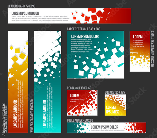 Banner templates collection with abstract square background