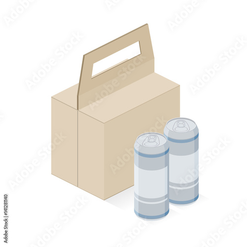 Beer Craft Box. Beer can. Isometric view. Vector illustrator.