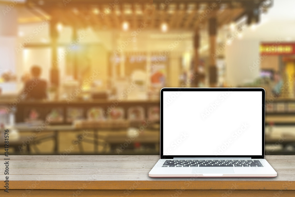  Empty top of wooden table or counter with summer landscape blue