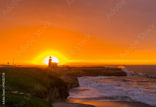 Amazing view of sunrise near Pacific coast, Santa Cruz, California