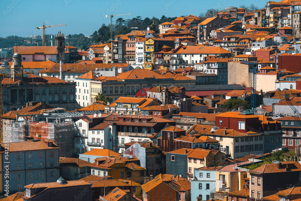 View old downtown of Porto, Portugal.