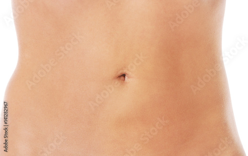 Woman belly isolated on white background.