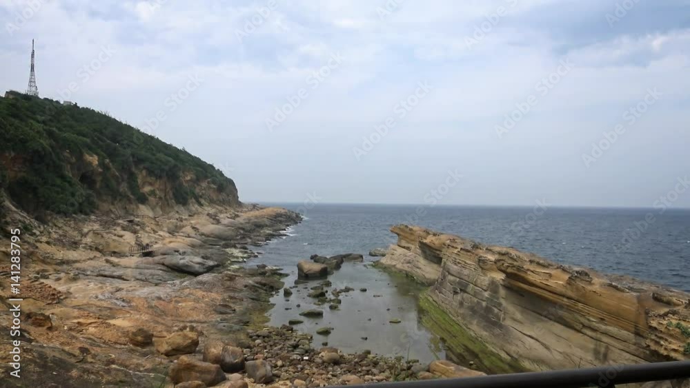 4K Sign of no climbing dangerous cliff in coastal scenery of Yehliu Geopark Wanli, new Taipei city, Taiwan. Strange rocky in the form of mushroom. Honeycomb stone erosion disc-Dan 4K Sign of no climbing dangerous cliff in coastal scenery of Yehliu Geopark Wanli, new Taipei city, Taiwan. Strange rocky in the form of mushroom. Honeycomb stone erosion disc-Dan