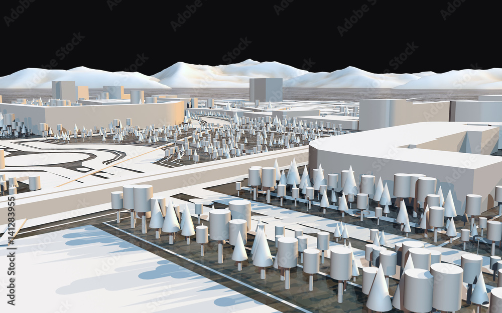 Obraz premium low poly modern wireframe city