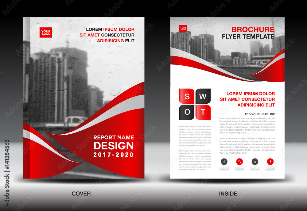 Red Color Scheme with City Background Business Book Cover Design Template  in A4, Business Brochure flyer, Annual Report, Magazine, company profile  Stock Vector | Adobe Stock