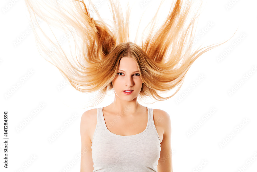 Pretty female with beautiful long blond hair Pretty female with beautiful long blond hair