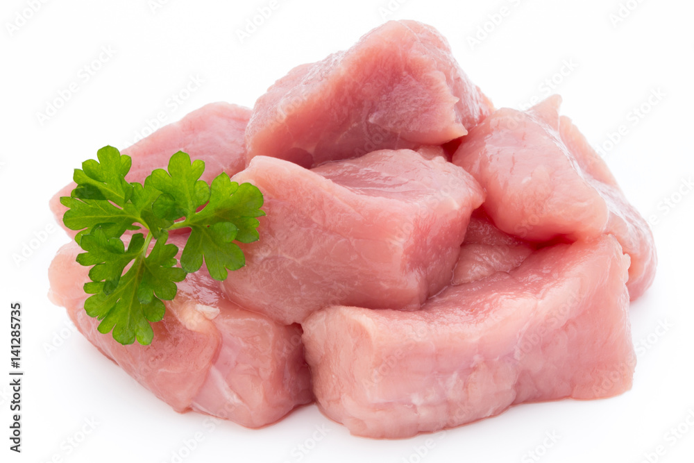 fresh meat on slice on the white background. fresh meat on slice on the white background.