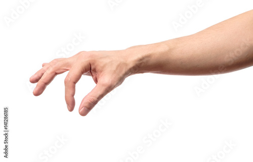 Man hand's measuring invisible item isolated photo