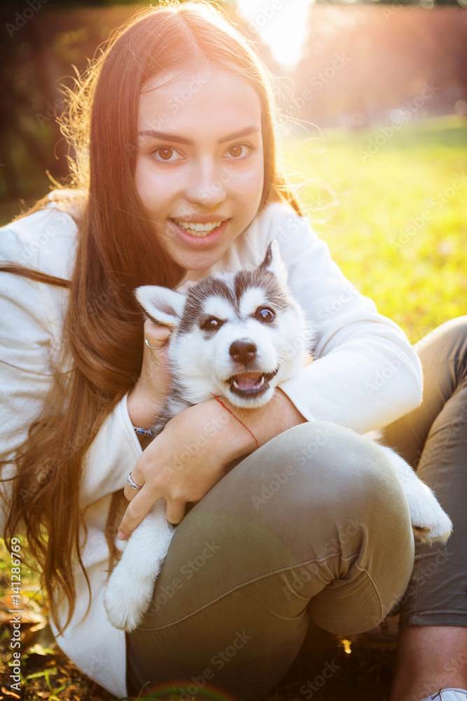 girl with dog