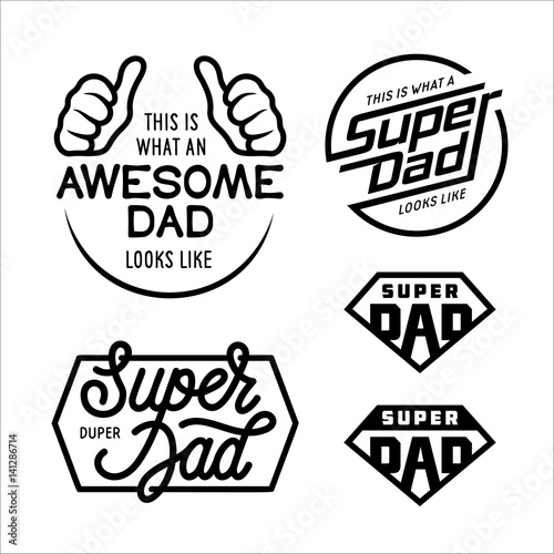 Super dad emblems labels prints set. Vector vintage illustration. photo