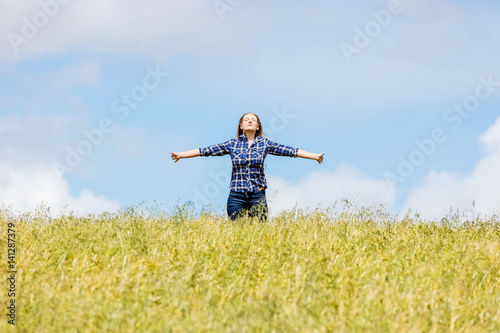 Woman in beautiful nature setting