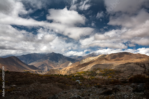 View to Lower Mustang area on Annapurna circuit trek in Nepal