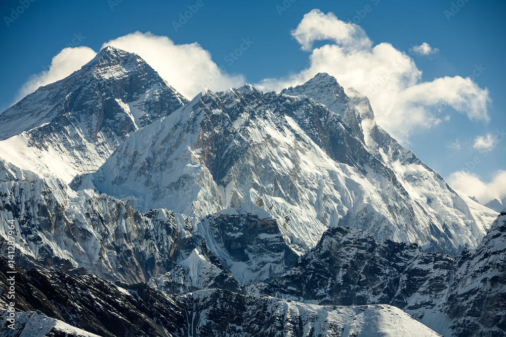 Everest mountain against blue sky