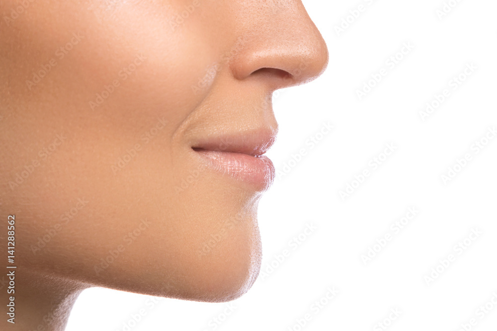 Female lips on white background Female lips on white background