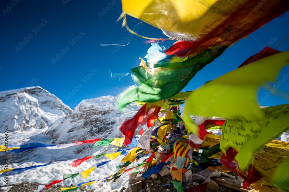 Fototapeta premium Pray flags in Everest base camp
