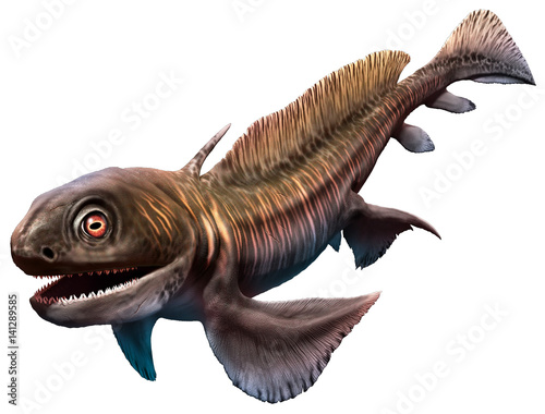 Orthacanthus from the Devonian era 3D illustration photo
