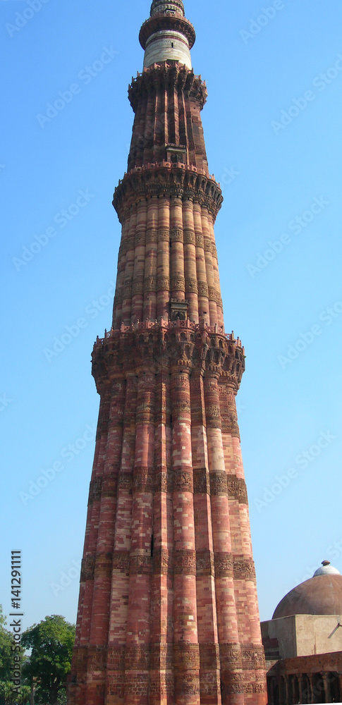 The Qutb Minar tower monument in New Delhi, India