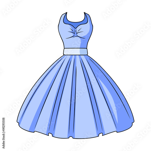White fluffy wedding dress for a girl. Wedding wear.Women clothing single icon in cartoon style vector symbol stock illustration.