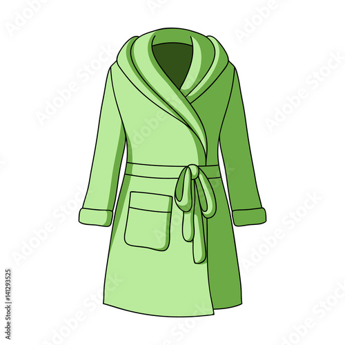 Green lady's gown after bath. Home clothes for women. Woman clothes single icon in cartoon style vector symbol stock illustration.