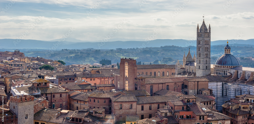 Aerial view of the city of Siena