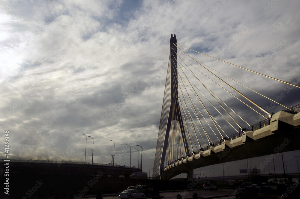Fototapeta premium View of bridge over the road in Baku Capital of Azerbaijan