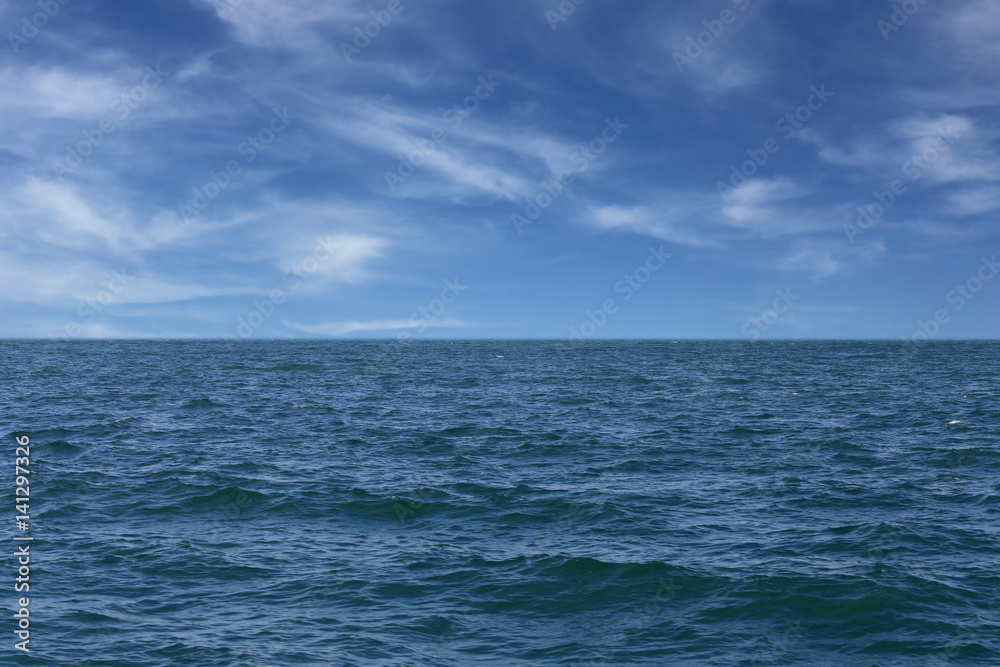 Sea wave and blue sky background.