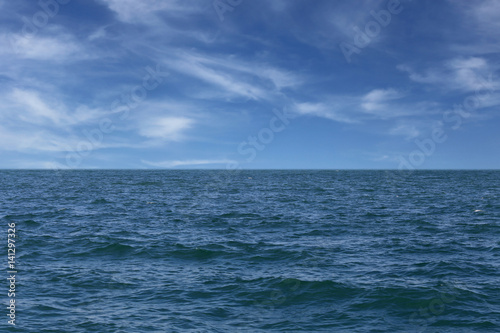 Sea wave and blue sky background.