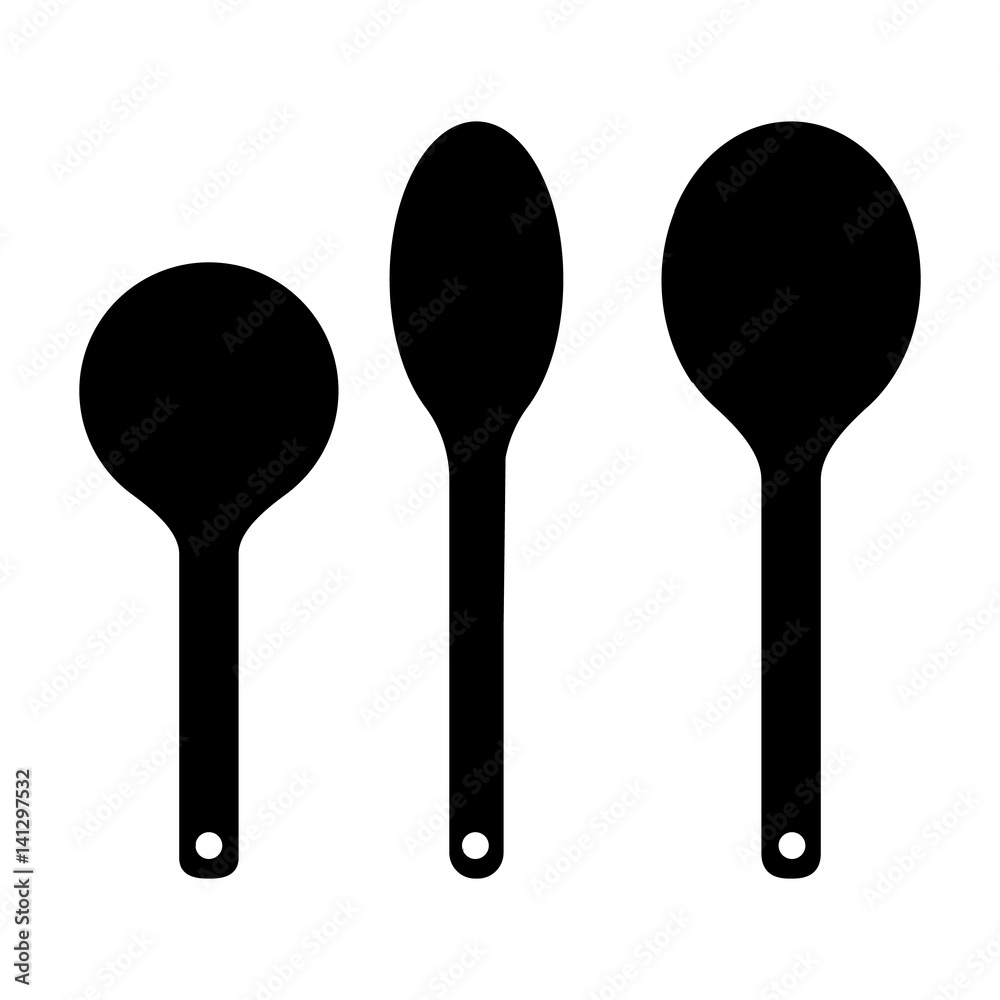 Set of spoon silhouette isolated on white background Stock Vector